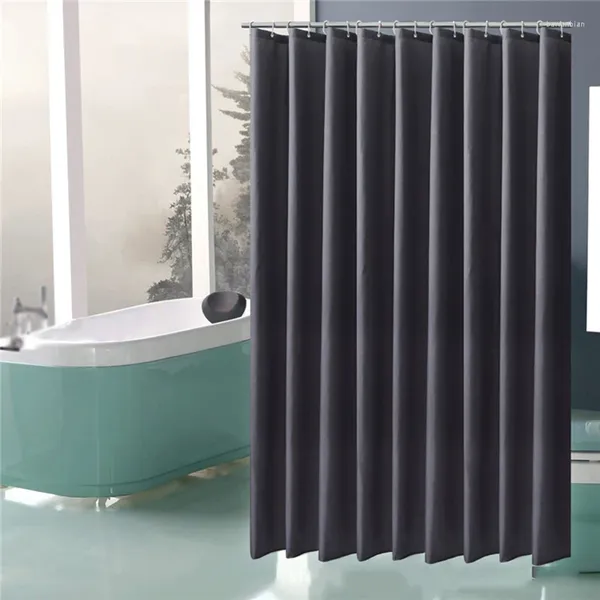 Cortinas de chuveiro Moderno de tecido à prova d'água cinza banheira de cor sólida para banheira de banheira grande capa de banho larga com ganchos
