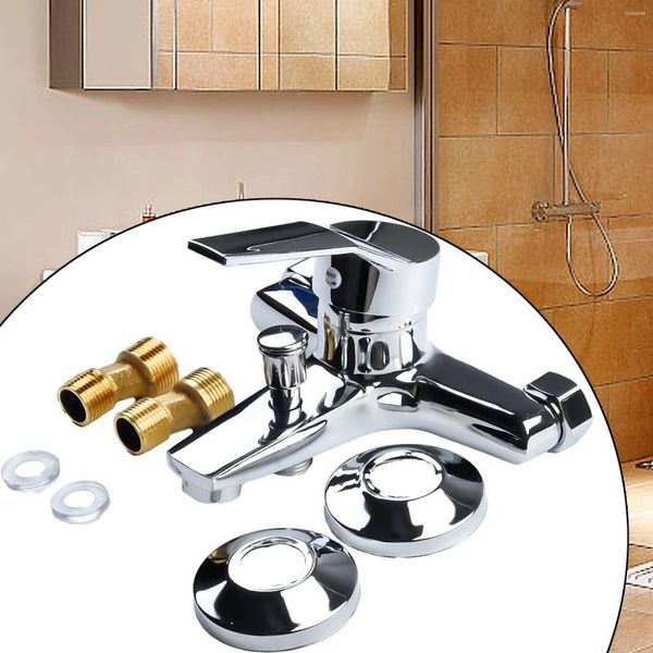 Rubinetti del lavandino da bagno 1pc cucina rubinetto in lega di zinco bacino argento a parete a parete doppia outlet decorazioni per la casa mista accessori