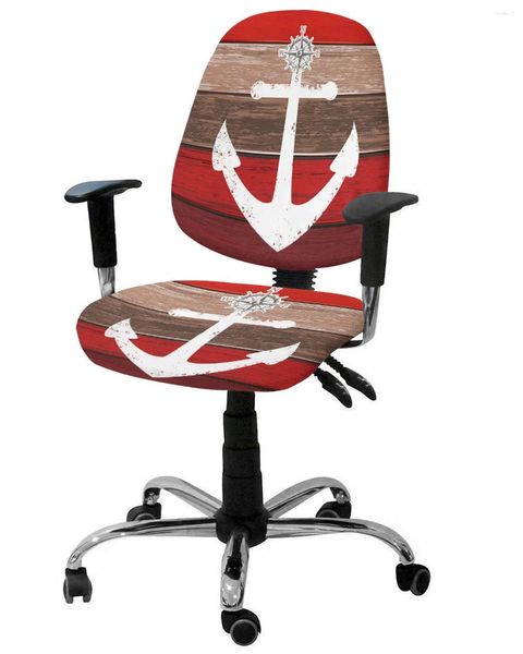 Stuhlabdeckung Vintage Holzkorn -Gradienten -Anker -Sessel -Sessel -Computerabdeckung Abnehmbares Büro -Schlupfverlagerungssitz Split