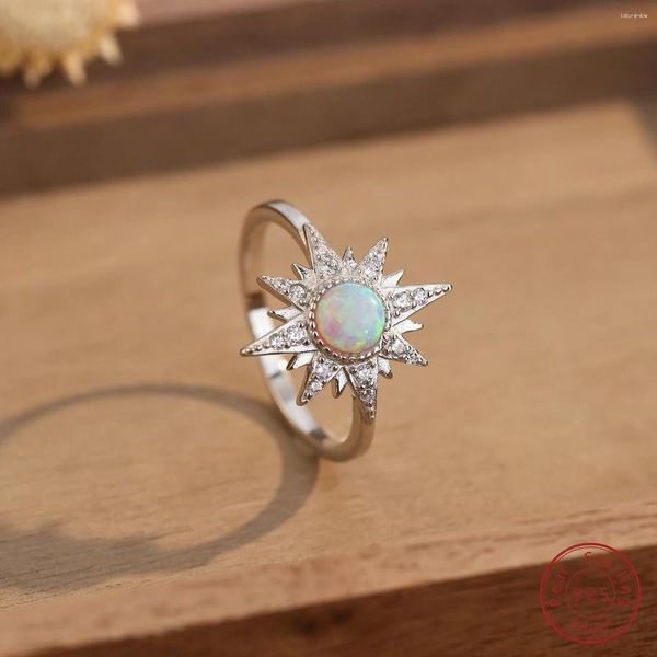 Clusterringe 925 Sterling Silber Europäer und Amerikaner verkaufen die Sonne White Opal Ring Frauen modisches Design Juwelen Geschenk