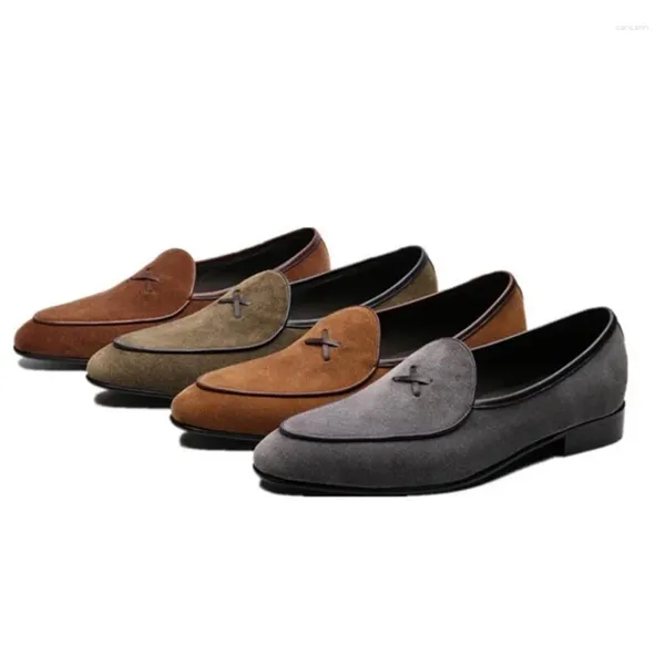 Scarpe casual Brand Fashion Fashion Uomini Italiani Merafonici in pelle scamosciata da uomo in pelle di lusso Slip on Dress Business Oxford Formal Office