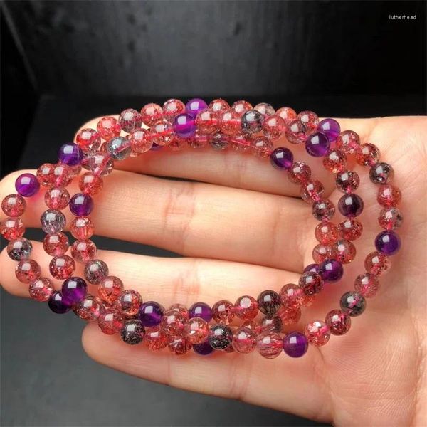 Figurine decorative da 5,5 mm Naturale Super Seven Quartz Bracciale Women Extravagant Collection Qualità Colorful Gemsone Gift 1PCS