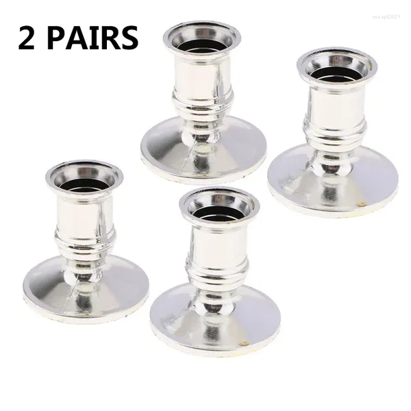 Candele 4pcs Taper Traditional Shape Fits Standard Candlestick Silver Decoration Light