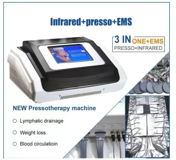 Máquina de emagrecimento 3 em 1 Máquinas de drenagem de linfonodos infravermelhos distantes Máquinas de prensa de desintoxicação de massagem de massagem de massagem Músculos de remoção de gordura Massagem