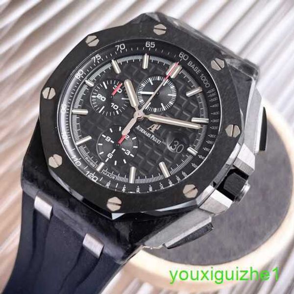 AP Brand Armbandwatch Herren Royal Oak Offshore 26400AU Automatische mechanische Präzisionsstahl Datum Sekundenuhr Wache 42 mm schwarzer Pandaplatte