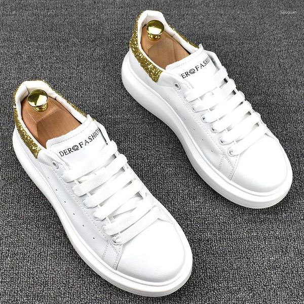 Sıradan Ayakkabı Stili Adamın Vulkanize Beyaz Spor Ayakkabıları Erkek Deri Yüksek Kaliteli Düz Loafers Yumuşak İlkbahar Yaz S53