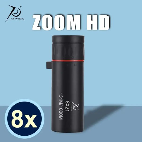 Optik Topoptical 8x21 Teleskop Su Geçirmez Mini Taşınabilir Monoküler Spotting Kapsamı Balıkçılık Kampı için Yüksek Tanım Optik Cam