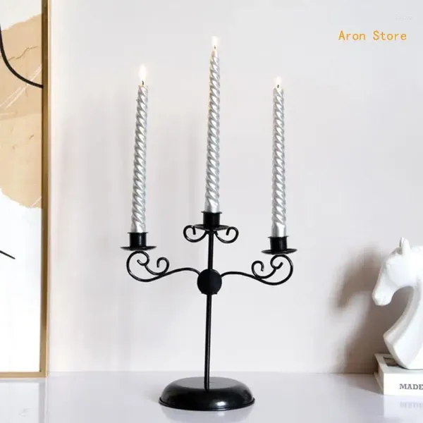 Kerzenhalter Nordic Black Candlestick drei Kopfmetallhalter Eisenkunst Weihnachten Hochzeitstisch Dekor Ornamente