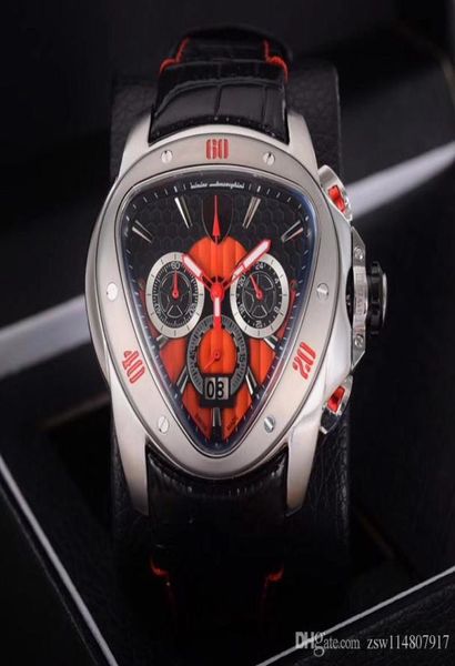 Special Mens cronografo Triangle Watch Men Black Dial 66th Anniversary Swiss Quartz Men Sport Racing Car Leather Chrono Watches2859114