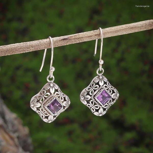 Dangle Ohrringe Klassische Hochqualität vier Blumenpurpurgestone für Frauen elegante Modeschmuckfeier Hochzeitsurlaubsgeschenke