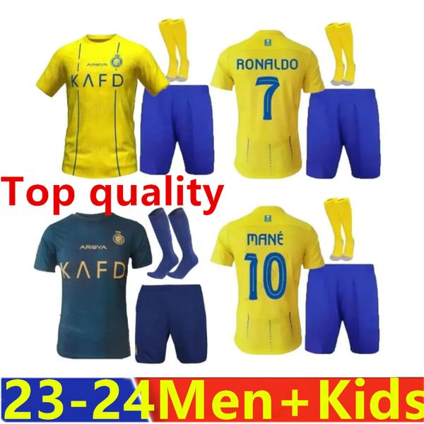 2024 AL NASSR FC Maglie da calcio Ronaldo 2023 2024 Home Yellow Away Cr7 Gonzalo Mane Martinez Talisca Fan Fan Fans Versione Men Kit Kit Football Shiirt al-NASSR