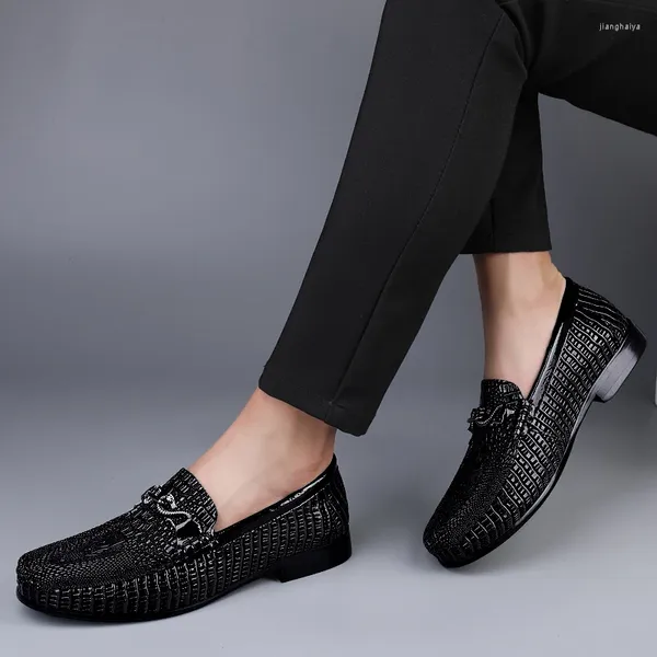 Sapatos casuais de couro genuíno homem sapato de crocodilo macio mocassins masculino mocassins confortados masculino