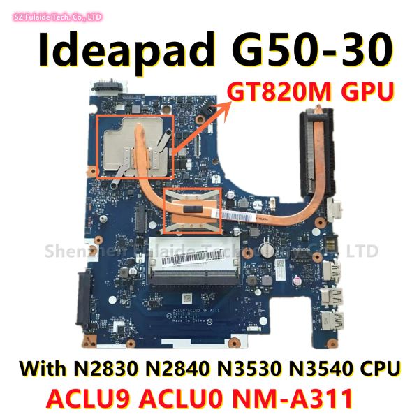 Mãe -mãe ACLU9 ACLU0 NMA311 PARA LENOVO IDEAPAD G5030 Laptop MotherBoard com N2830 N2840 N3530 N3540 CPU GT820M GPU Free tature involver