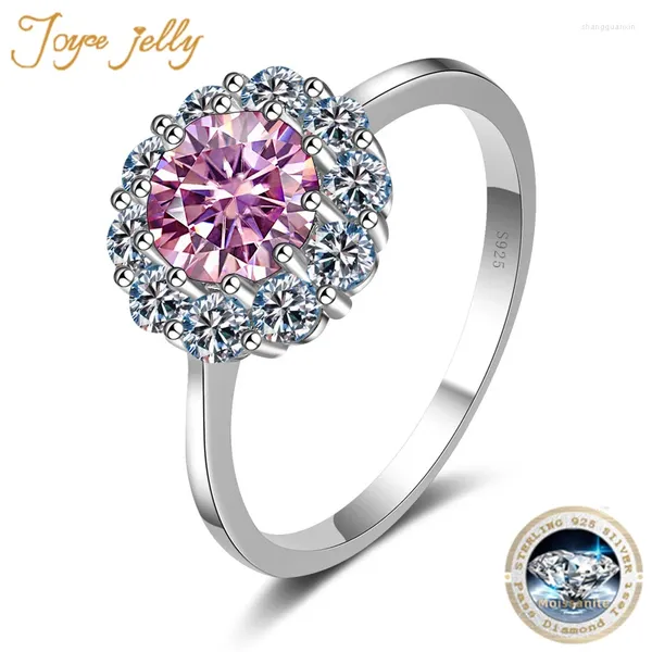 Cluster Ringe Joycejelly 1CT 6,5 mm Moissanit für Frauen d Farbe VVS Luxusblüte Form Braut Engagement Hochzeit Jewerly Größe5-9