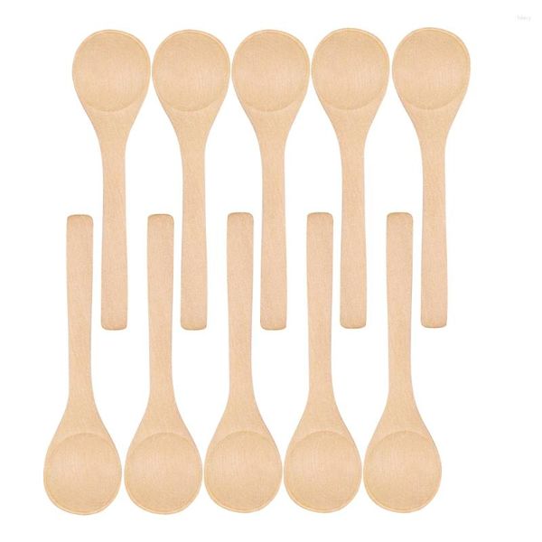 Colheres 10pcs/conjunto de madeira colher de painéis de mesa ecológica bambu colheita de café colher de chá de mel de talheres de sobremesas