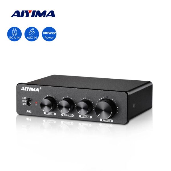 Усилитель Aiyima Audio A01 TPA3116D2 Sound Power усилитель 100W Mini Hifi Class D Стерео Amp Bass Alto Требл для домашнего кинотеатра