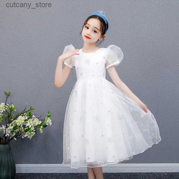 Abiti da ragazza Abito da bambino per il matrimonio CERONY White Princess Dress Summer New Mash Flower Girls Blue Luxury Birthday Party Abito L240402