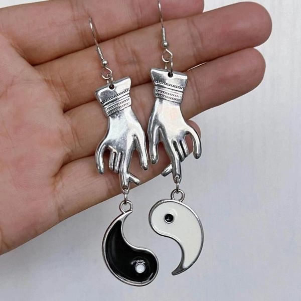 Brincos de Moda Moda Black Gossip Drop For Women Punk Gothic Retro Yin Yang Estético Jóias Presente