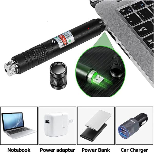 Pointers Green Laser Pointer10000m Tactical Red Dot Laser Torch 2 em 1 Lâmpada destacável Lâmpada visível Focus Focuss Burn Match