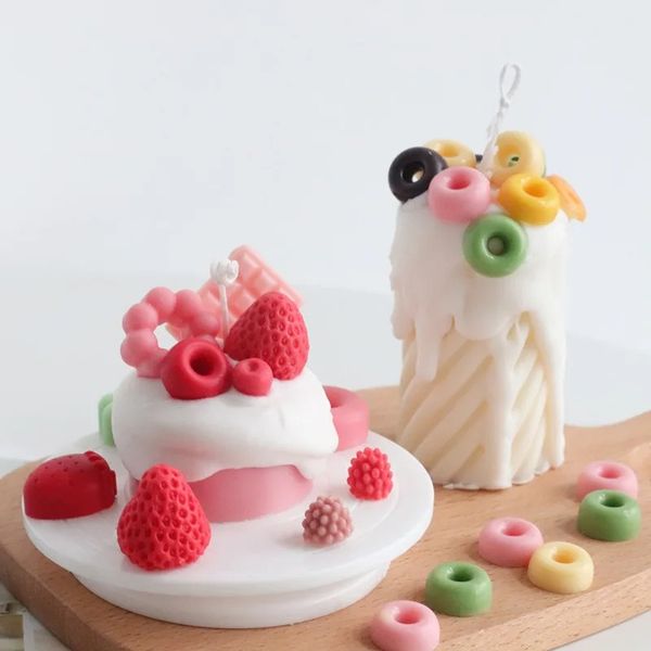 Una varietà di combinazioni di frutta per torta per doccia fragola fragola fai -da -te aromaterapia stampo silicone decorativo