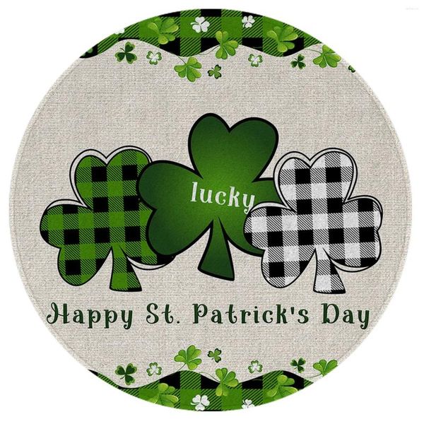 Tappeti HX HAPPY St. Patricks Day Round Tappeto Flanella Fanna Plover Plaid 3D Stampato per tappetini per pavimenti da soggiorno 80 cm goccia