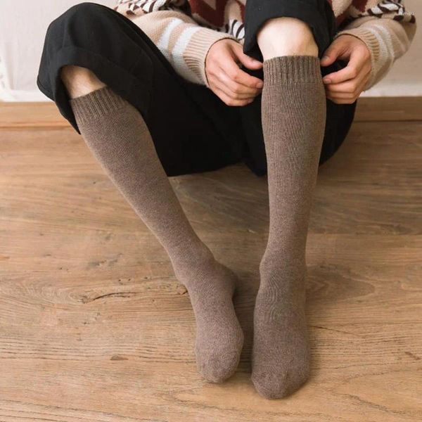 Erkek Çoraplar 1 Pair Diz Pamuk Uzun Kış Kış Kalın Sıcak Sıkıştırma Yüksek Tüpü Artı Erkek Velvet Harajuku Unisex Sock Stockings H0J1