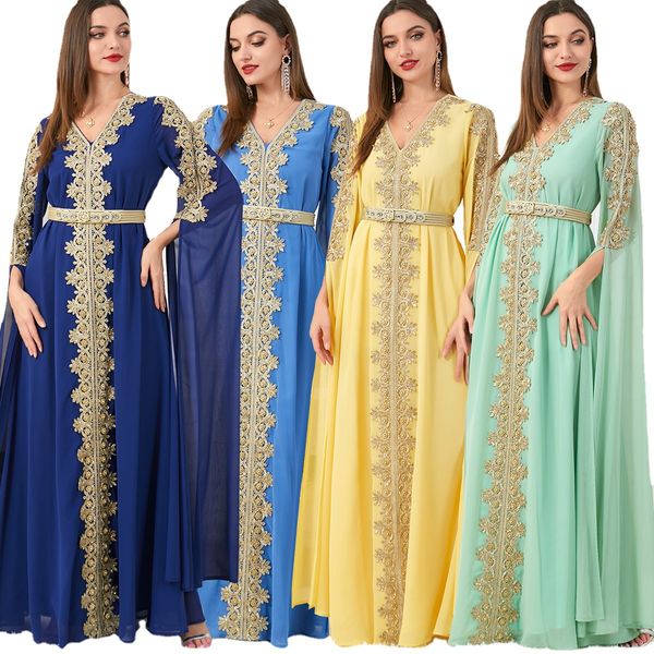 3229 Spot Großhandel Middle East Dubai Frauen Spleißen Super Langarm Herbst Herbst Frauen Abaya Kleid