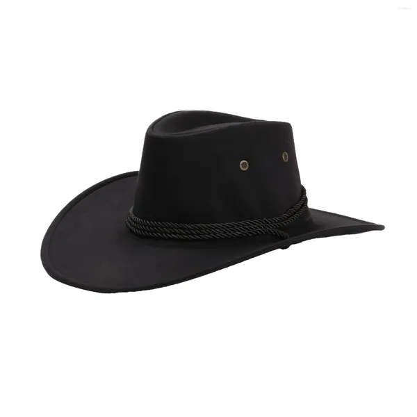 Boinas chapéus de cowboy ocidentais clássicos de vasa larga chapéu de panamá com tira se encaixa na maioria dos adolescentes e adultos