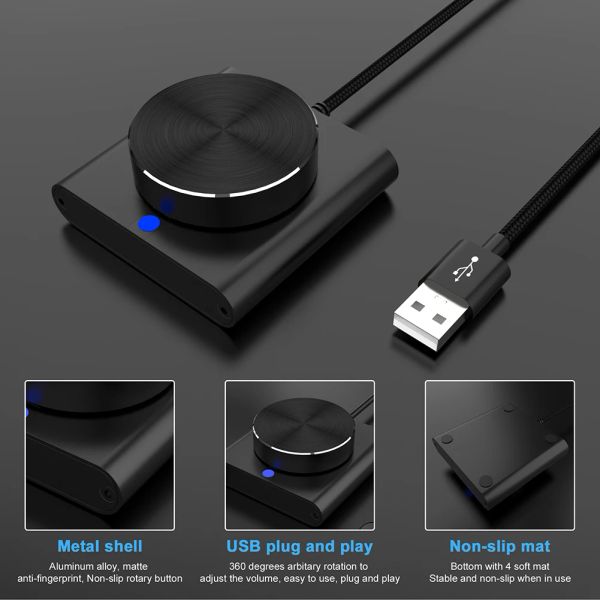 Amplifikatör USB Bilgisayar Hacim Denetleyicisi Multimedya PC Hoparlör Harici Ses Sesli Kontrol Alüminyum Alaşım Windows/Mac OS için Düğmeyi Ayarlama