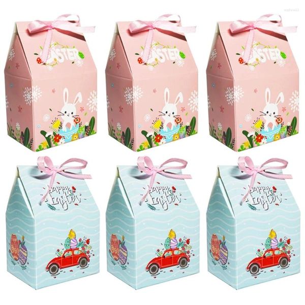 Wrap regalo 12 pezzi Scatole di Pasqua Borse uova a forma di casa Cookies Boxaging Box per decorazioni per feste felici bambini