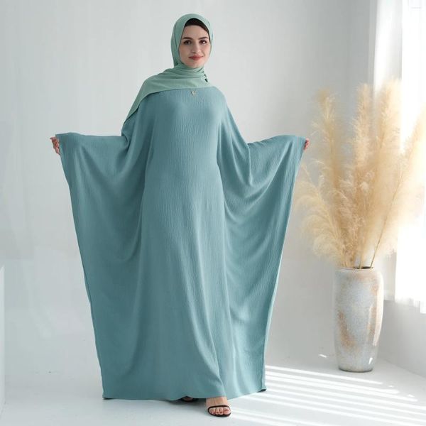Roupas étnicas Eid Mubarak Djellaba Mullim Mull Dress Dress Hijab Abaya Dubai Turquia Kaftan Ramadan Islã Jalabiya Lenço árabe