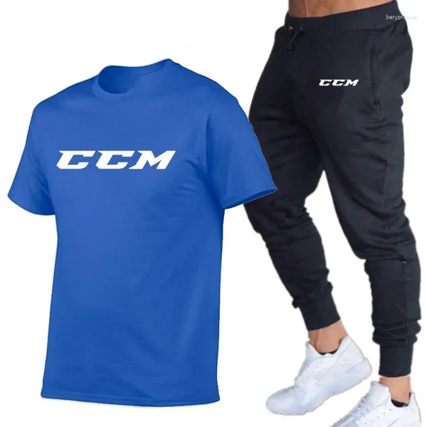 Menina de piscar de verão -Desfondo calças de camiseta de algodão de verão Definir esportes casuais camisetas tamis de hip hop fash fash multicolorido Men'stracksuit