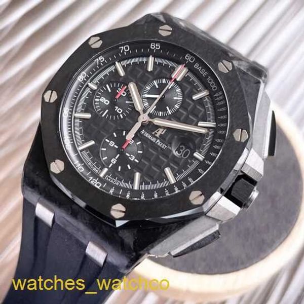 Icônico AP Wristwatch Mens Royal Oak Offshore 26400AU Aço mecânico automático Data de aço de segunda mão Relógio de 42mm Black Black Pland