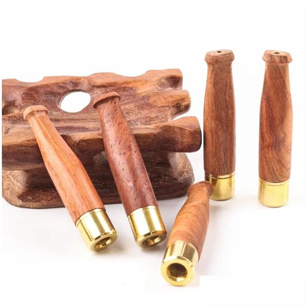 Tubi di fumo in legno di sterlina di macinacatura tipo donna staccabile dritta a supporto per sigaretta sottile accessori per fumo per la casa 57 mm Delivery drop dhhjv