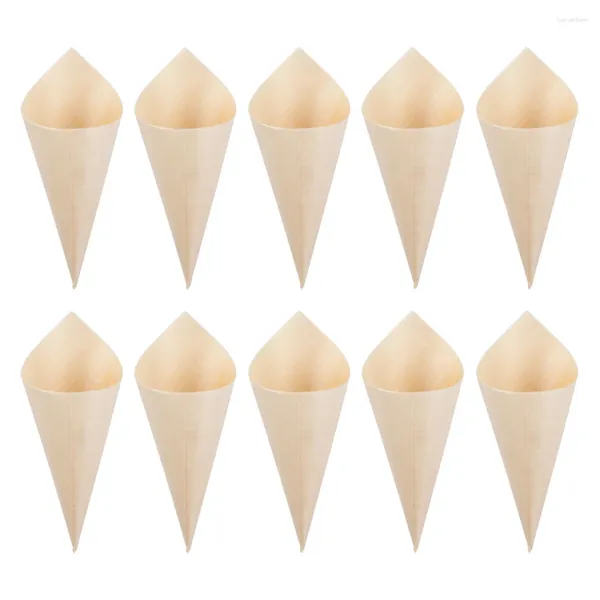 Copas descartáveis palhas 150 PCs recipientes de rolagem de ovo de madeira de sobremesa multifuncional Cones Acessório de sorvete Mini Charcuterie Food Small