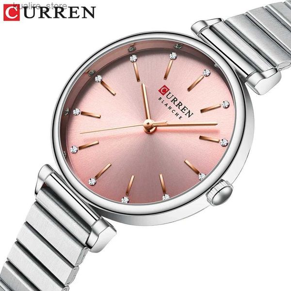 Frauen Uhren Curren 9081 Ladies Stahlband wasserdichte Quartz Fashion Casual Womens Einzigartige Luxus L240402