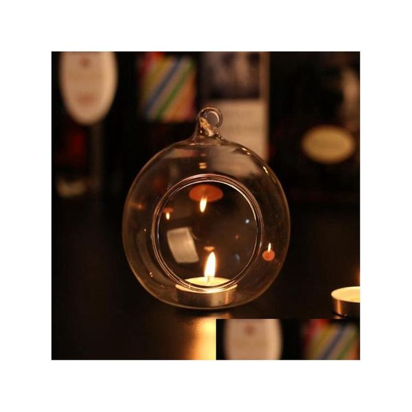 Kerzenhalter 10pc 60 mm hängende Teelichthalter Glass Globes Terrarium Hochzeit Candlestick Vase Home El Bar Dekoration Drop Lieferung DH6ZF