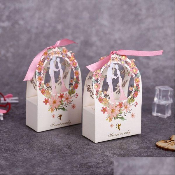 Wrap regalo 20 50 pezzi di confezionamento in scatola matrimonio dolce caramella sposa fiore grazie per gli ospiti Dragees bonbonniere drop drop home home gar dhav8