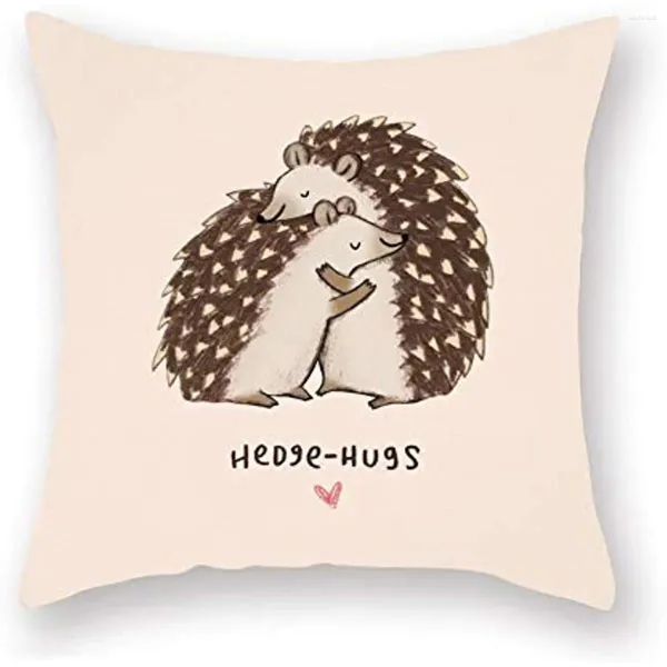 Casos de arremesso de animais fofos de travesseiro Casa decorativa Hedgehog abraça uns aos outros capa doce super maciço Casal Presentes