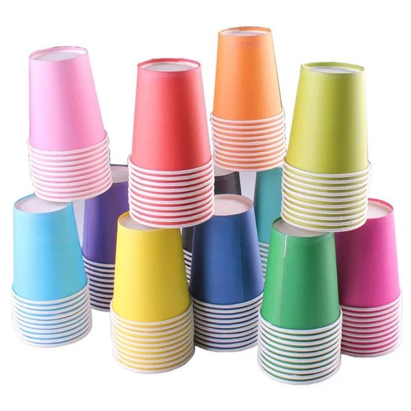 10pcs Pure color Party Party Disponível Copo de suco Copo DIY decoração do chá de bebê Kids Birthday Wedding Piquennic Tableware Supply Supply