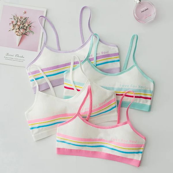 3 pezzi per bambini cure per il seno cure solido ragazza reggiseno adolescente giovane biancheria intima ragazze colture gilet staccabile tubo di pubertà top 240329