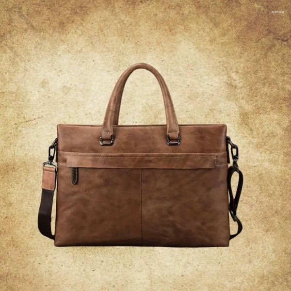 Totes Upper Cowide Casual Men's Bag Itália Bola de computador da moda Ipad para homens vintage Messerman PC