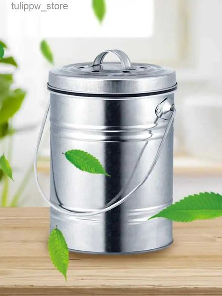 Libes de resíduos Bin Bin respirável lavável aço inoxidável armazenamento de lixo pode lixo de desodorante anti-odor para a bancada da cozinha L46