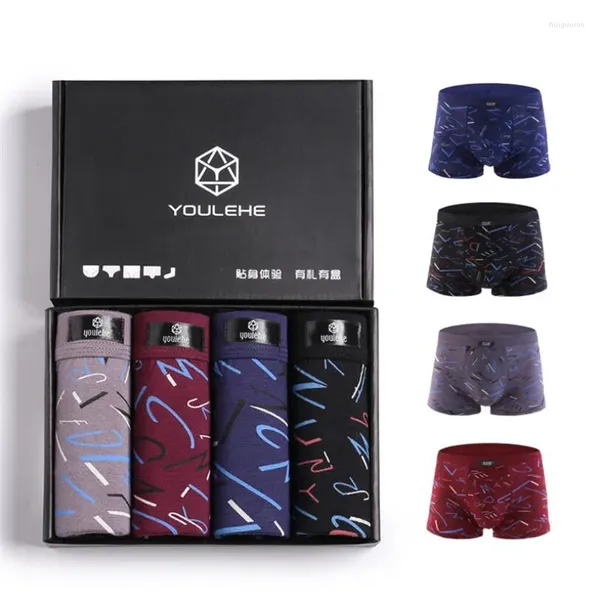 Underpants Arrival Mancciale sexy Boxer 4pcs/Lot Man's biancheria intima comoda e traspirante cassetta regalo maschile comoda e traspirante