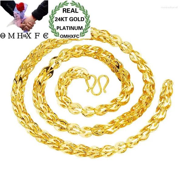 Pingentes MHXFC Wholesale European Moda Mulher Homem Unissex Party Wedding Gift Long 50cm Phoenix Real 24kt Gold Chain Colar NL72