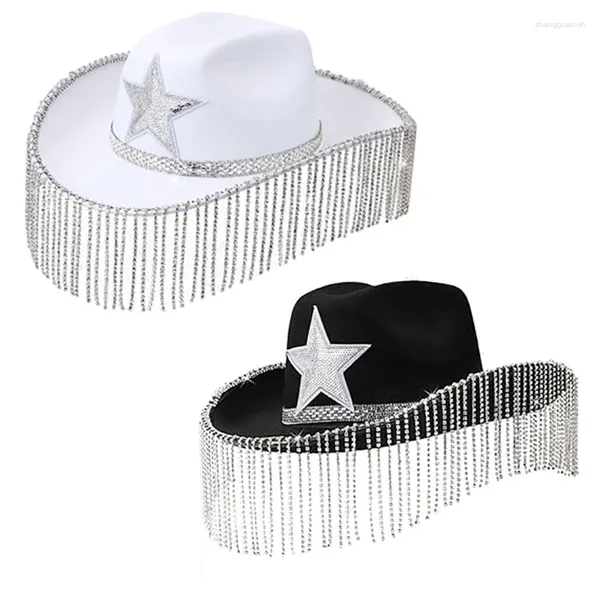 Boinas chapéus de cowboy para baile de diamante hat hat woman mode show glitter gota