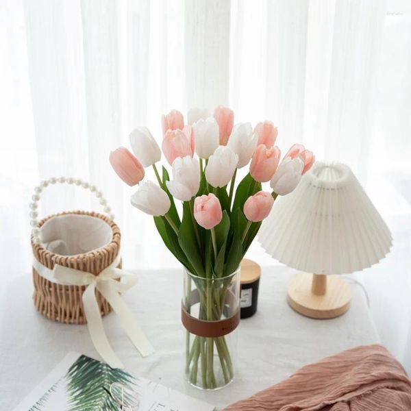 Fiori decorativi oc'leaf fiore artificiale multicolore in velluto tulipano personalizzati personalizzati supportati per la disposizione della decorazione