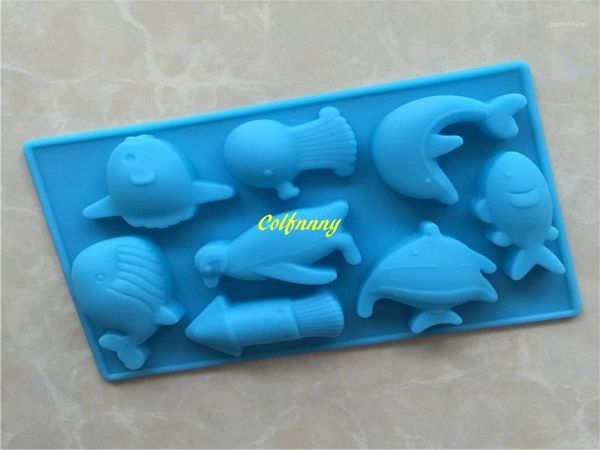 Moldes de cozimento 500pcs/lote rápido DIY 8 Even Sea World Golphin Silicone Chocolate Mold Mold Soop Handmed Gelips 13.7x9.3cm