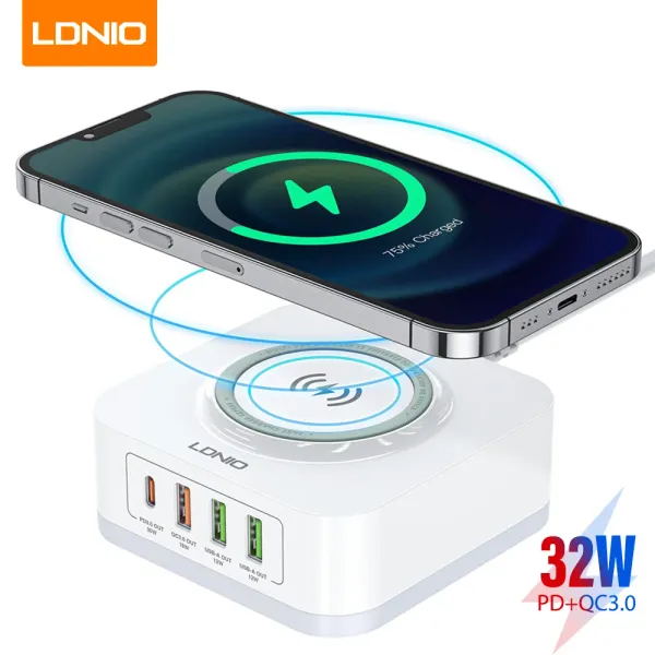 Chargers Ldnio 32W Беспроводное зарядное устройство для iPhone 13 12 11 x Pro Max для Samsung Galaxy S21 S20 S10 S9 S8 Xiaomi Vivo Fast Charge Charger