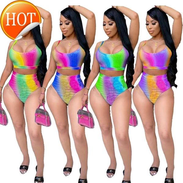 Designer sexy Bikini Sets 2024 New Fashion Womens Tracksuits Großhandel Großhandel Sommer Kleidung Sexy zweiteilige Frauen Krawatte Dye Tank Crop Top Panties Bodycon 2 SetWomens